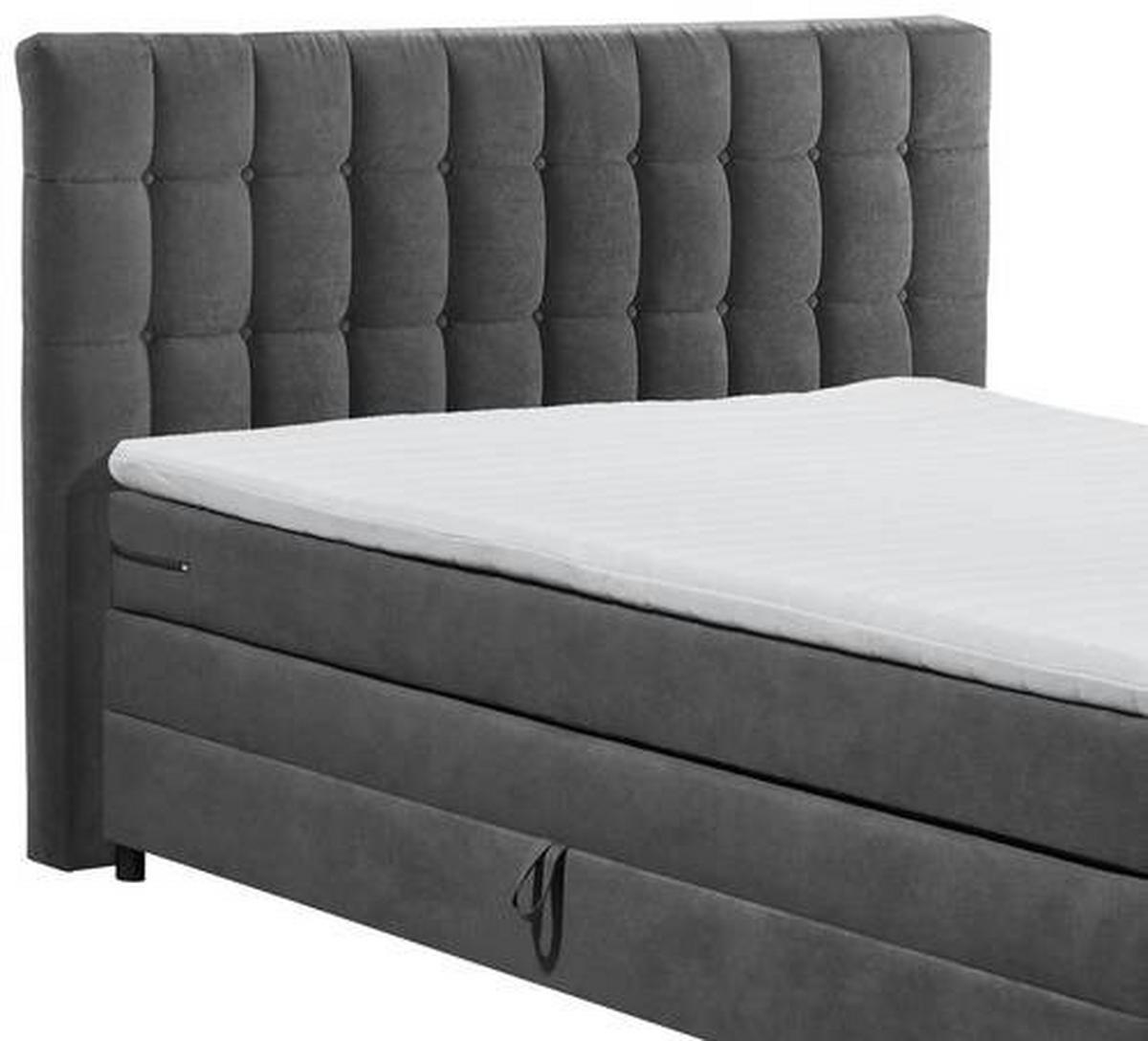 Boxspringbett Mit Topper & Bettkasten 180x200 Mendoza - Anthrazit/Schwarz, MODERN, Holzwerkstoff/Textil (180/200cm) - MID.YOU