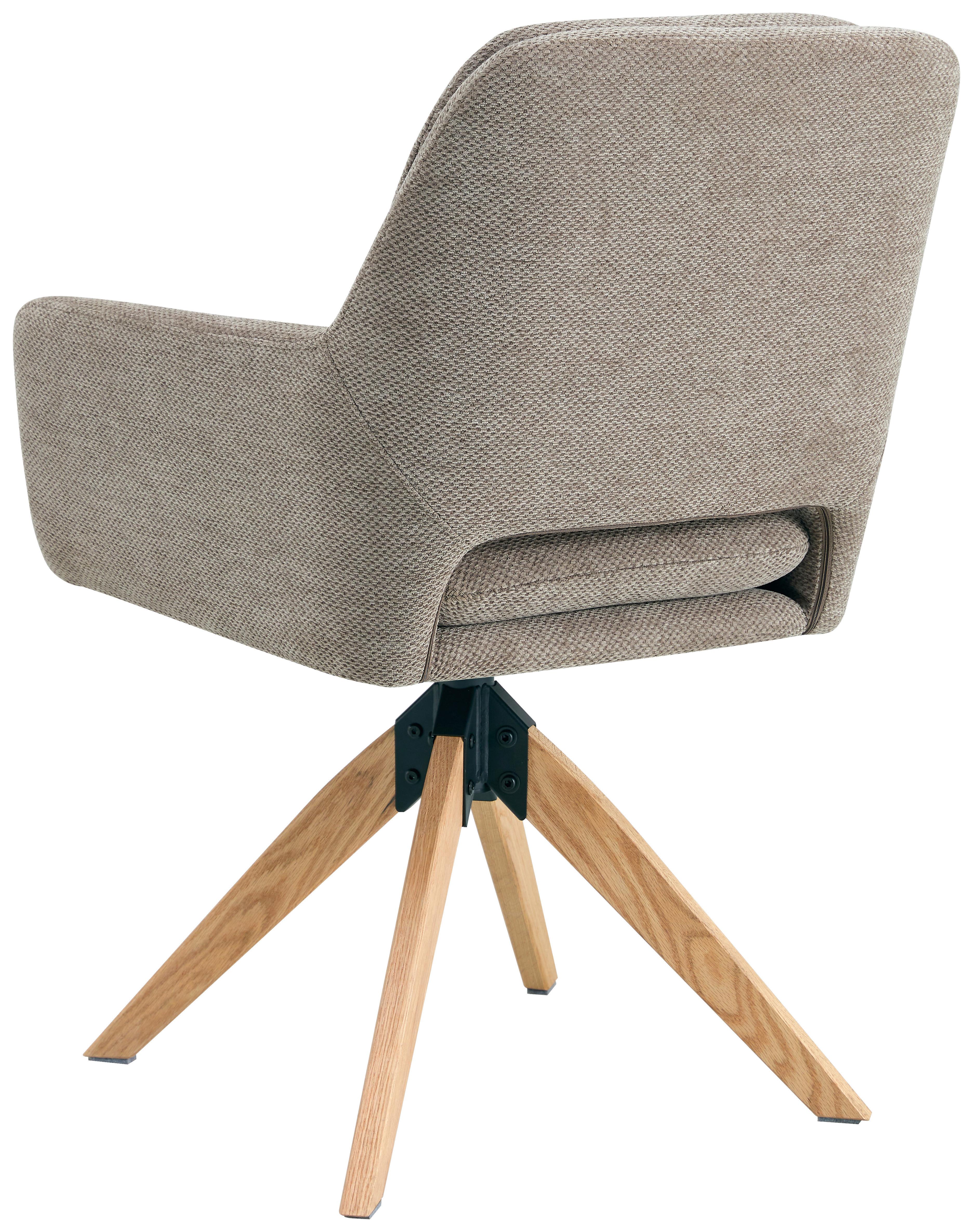 Armlehnstuhl Marley Webstoff Braun, B: 59 Cm - Braun/Naturfarben, KONVENTIONELL, Holz/Textil (59/89/65cm) - Livetastic