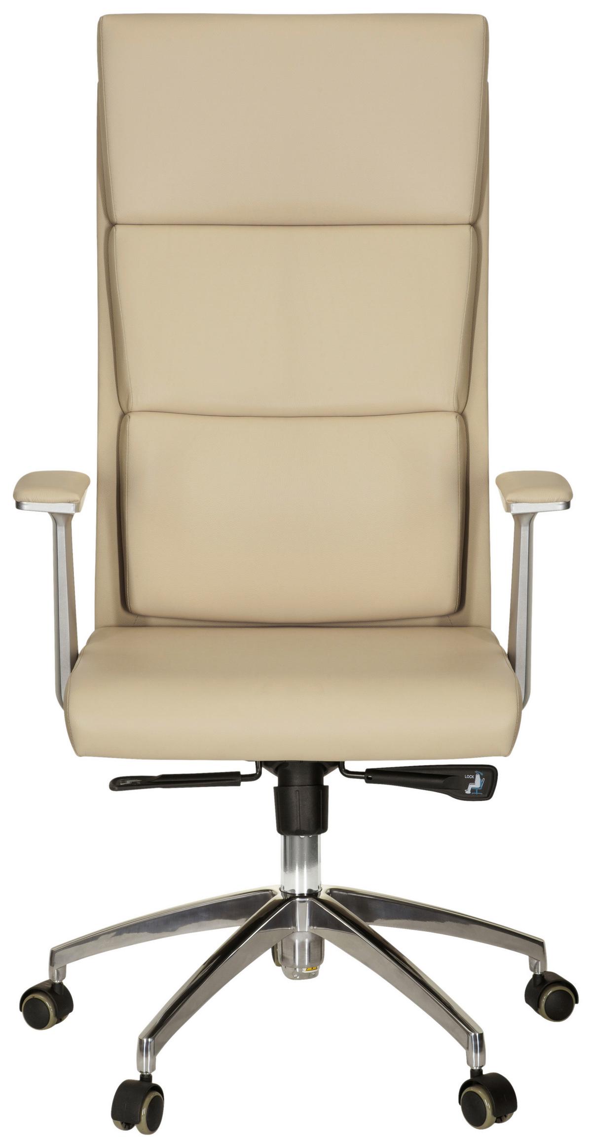 Chefsessel Monza 20 Beige - Beige/Silberfarben, MODERN, Leder/Kunststoff (60/131/52cm) - MID.YOU
