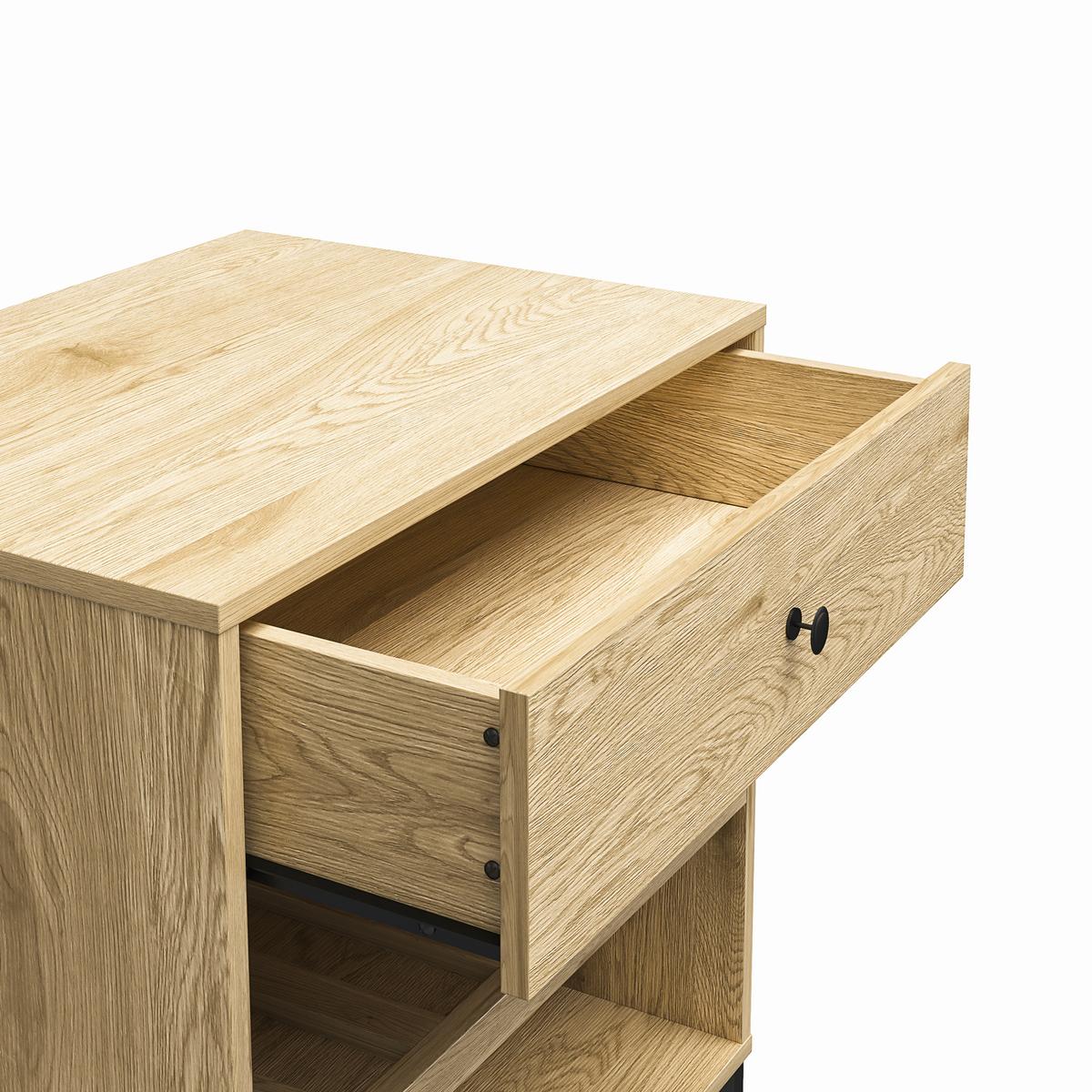 Nachttisch Tamlin Eichefarben B: 59 Cm - Eichefarben/Schwarz, Design, Papier/Holzwerkstoff (59/82/43cm) - MID.YOU