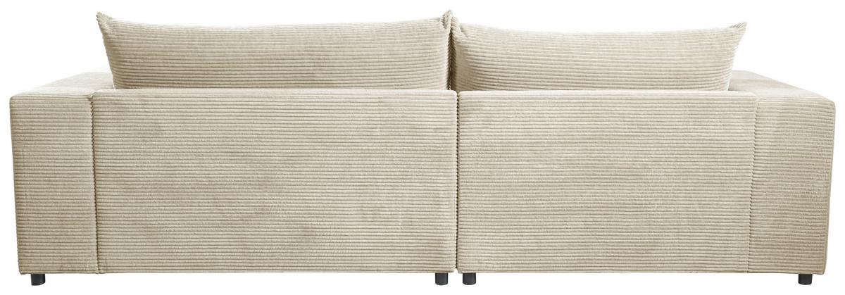Ecksofa Funny S Rechts Creme mit Hocker S: 265x180 cm - Creme/Schwarz, Basics, Textil (265/180cm) - Livetastic