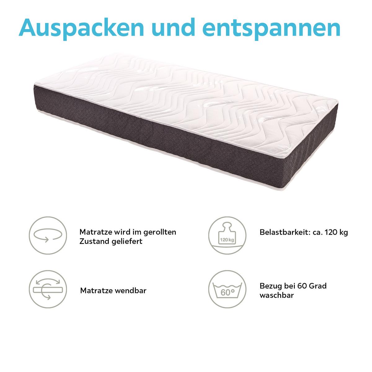 Viscomatratze Visco Deluxe 90x200cm Fest/Mittelfest - Weiß, KONVENTIONELL, Textil (90/200cm) - Livetastic