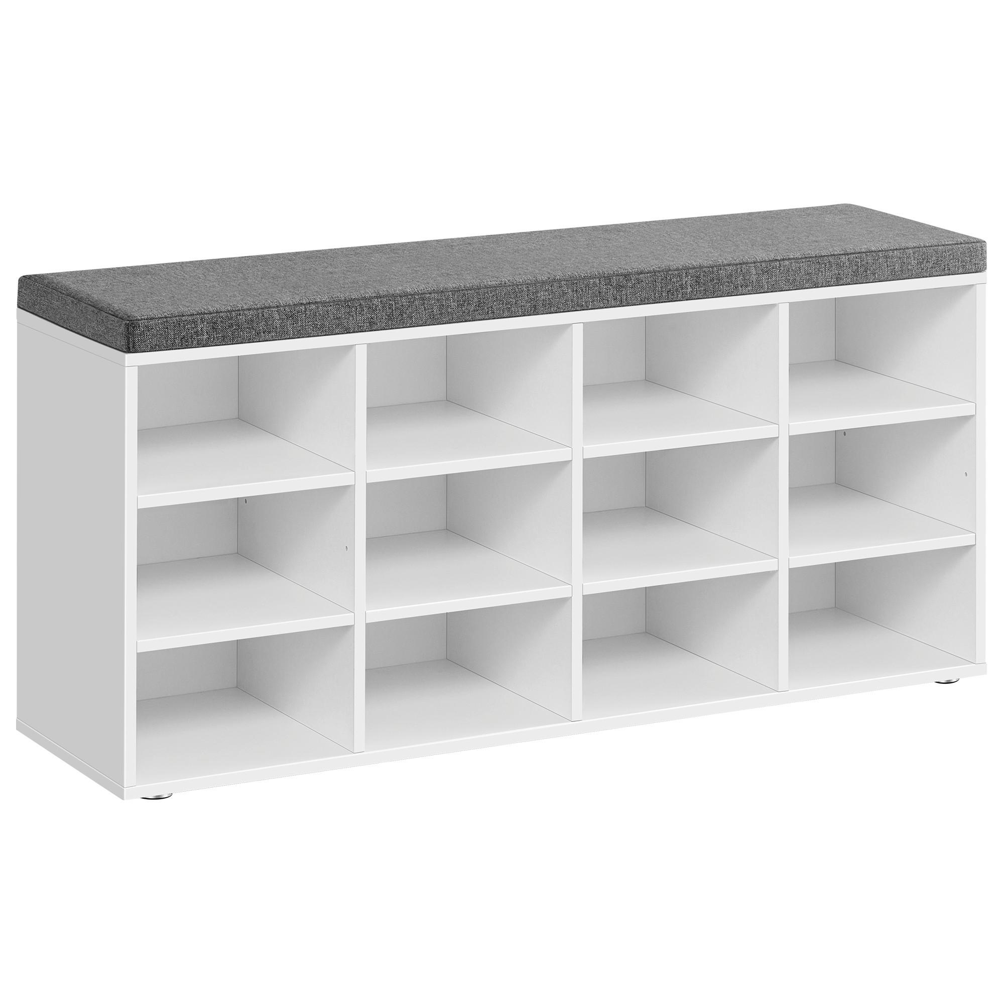 Schuhbank Grau, Weiß B: 104 Cm - Weiß/Grau, Trend, Holzwerkstoff (104/48/30,5cm) - MID.YOU