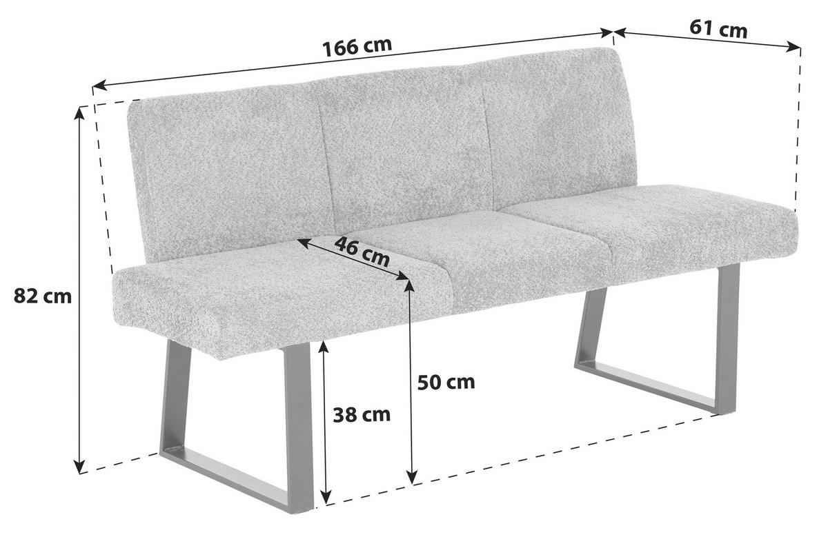 Sitzbank Grau Tampa 166x82x61 cm - Schwarz/Grau, MODERN, Textil/Metall (166/82/61cm) - Livetastic