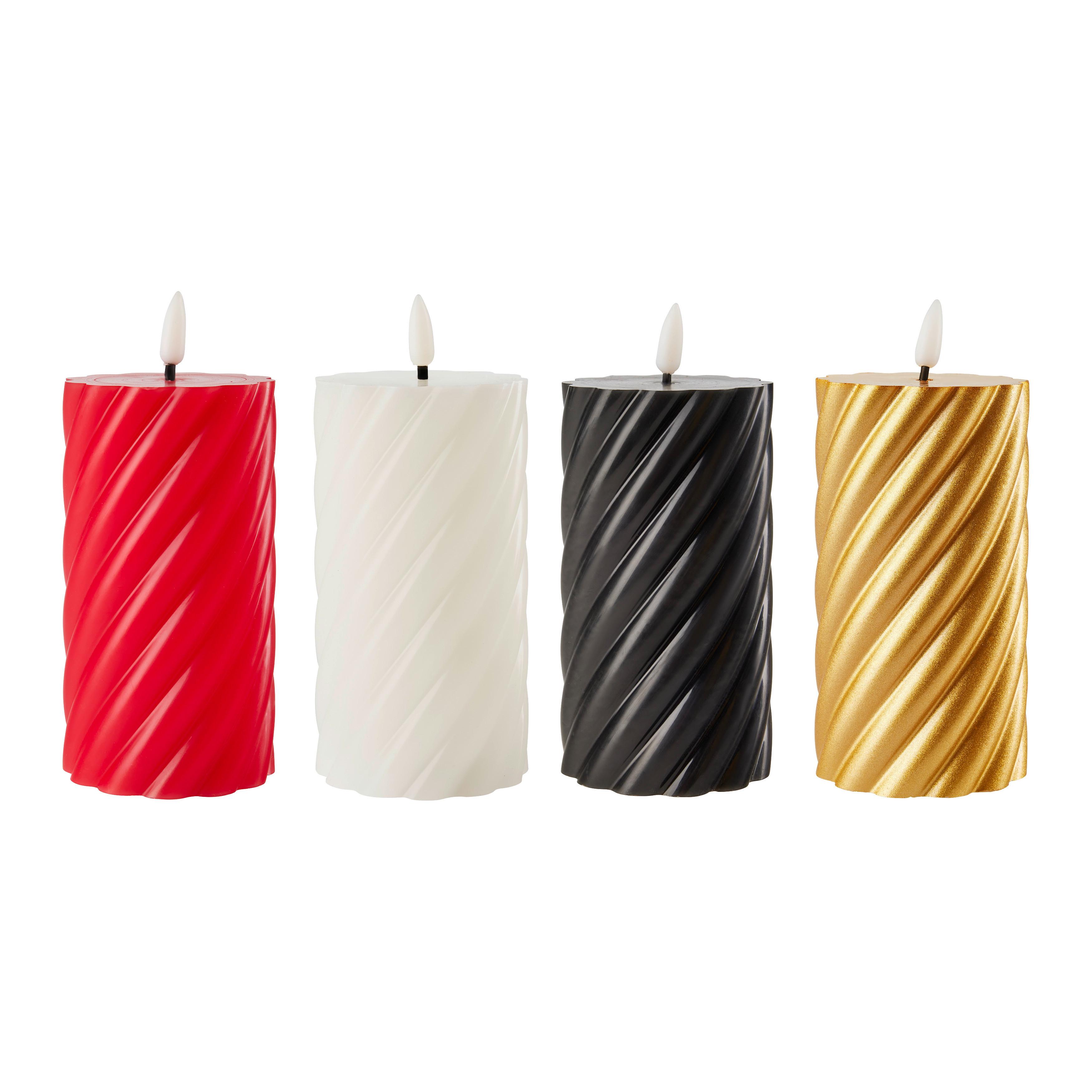 LED svíčka TWIST - bílá/černá, Konvenční, plast/přírodní materiály (7/13cm) - Modern Living