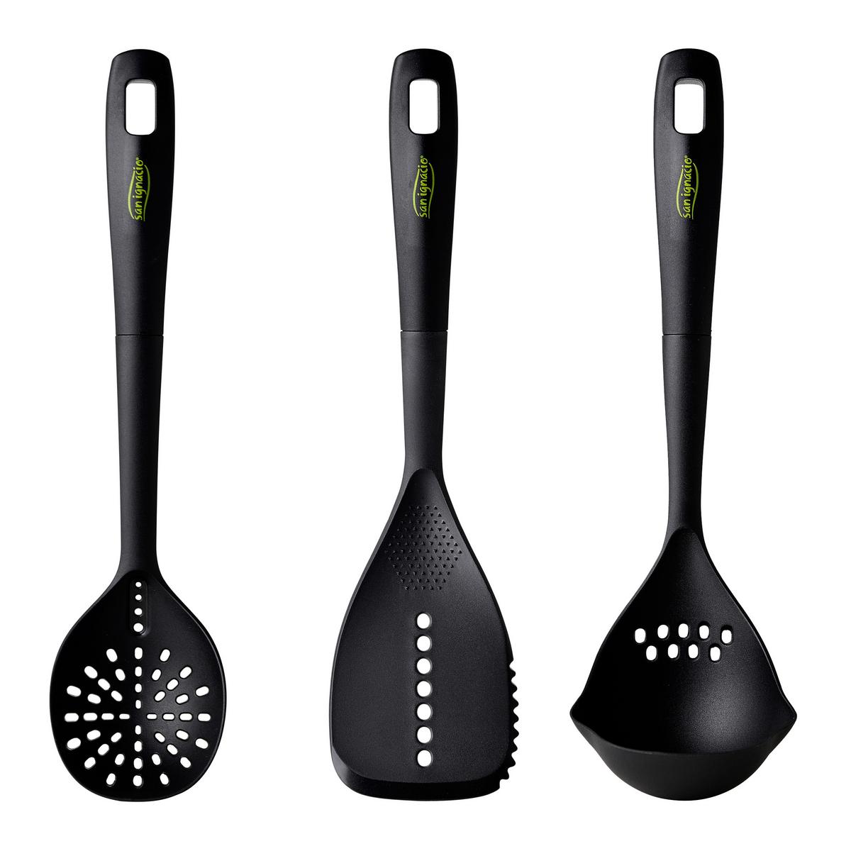Küchenhelferset Kitchen Tools Schwarz 3-Teilig - Schwarz, Basics, Kunststoff (11.5/11,5/35cm)