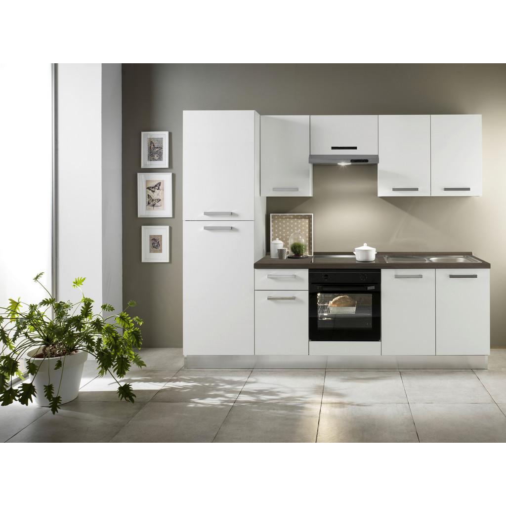 Küchenzeile Belluna M. Geräten 250 Cm Weiß/eiche Elegant