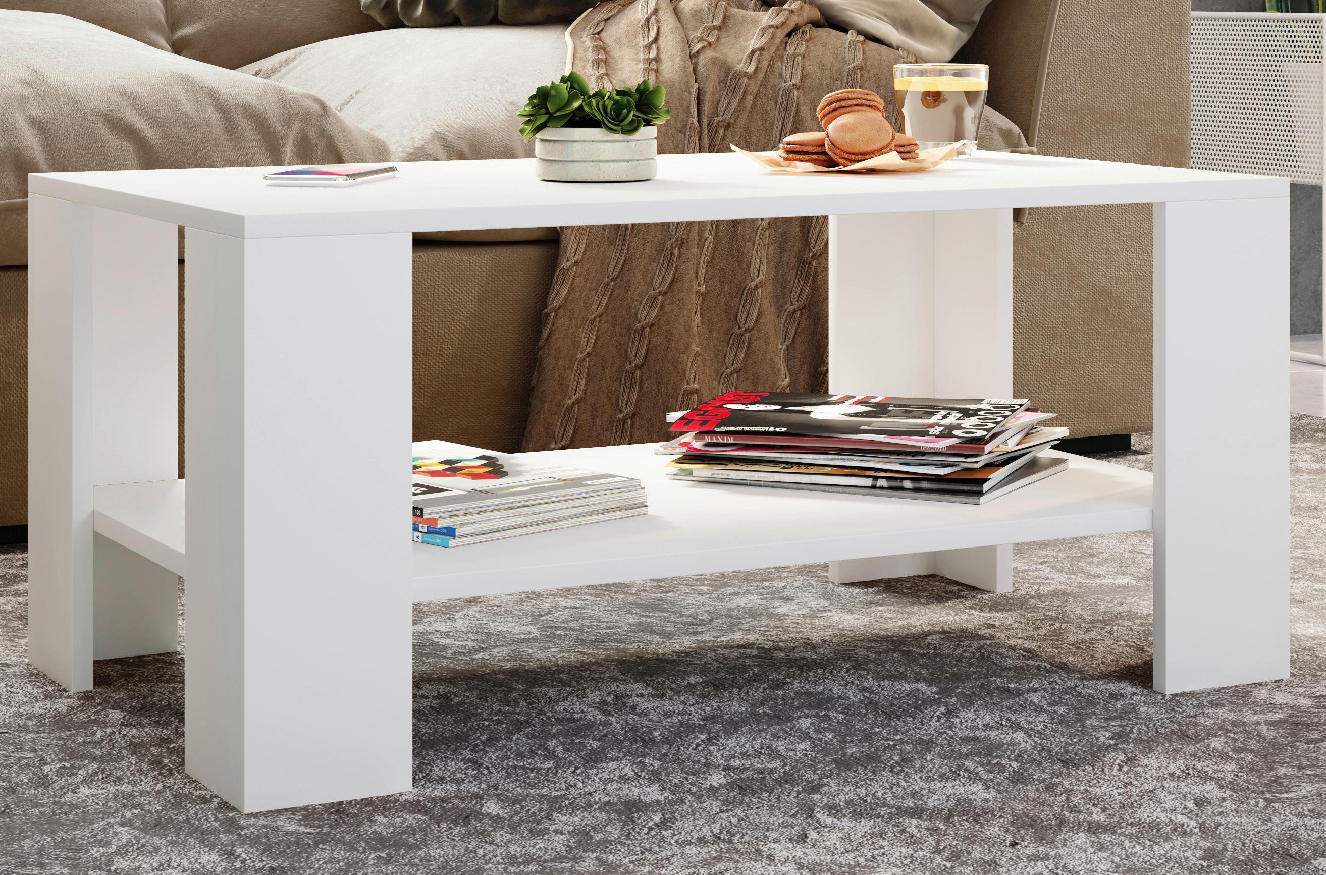 Konferenční stolek Dalus, bílý - bílá, Moderní, kompozitní dřevo (90/53/41cm) - MID.YOU