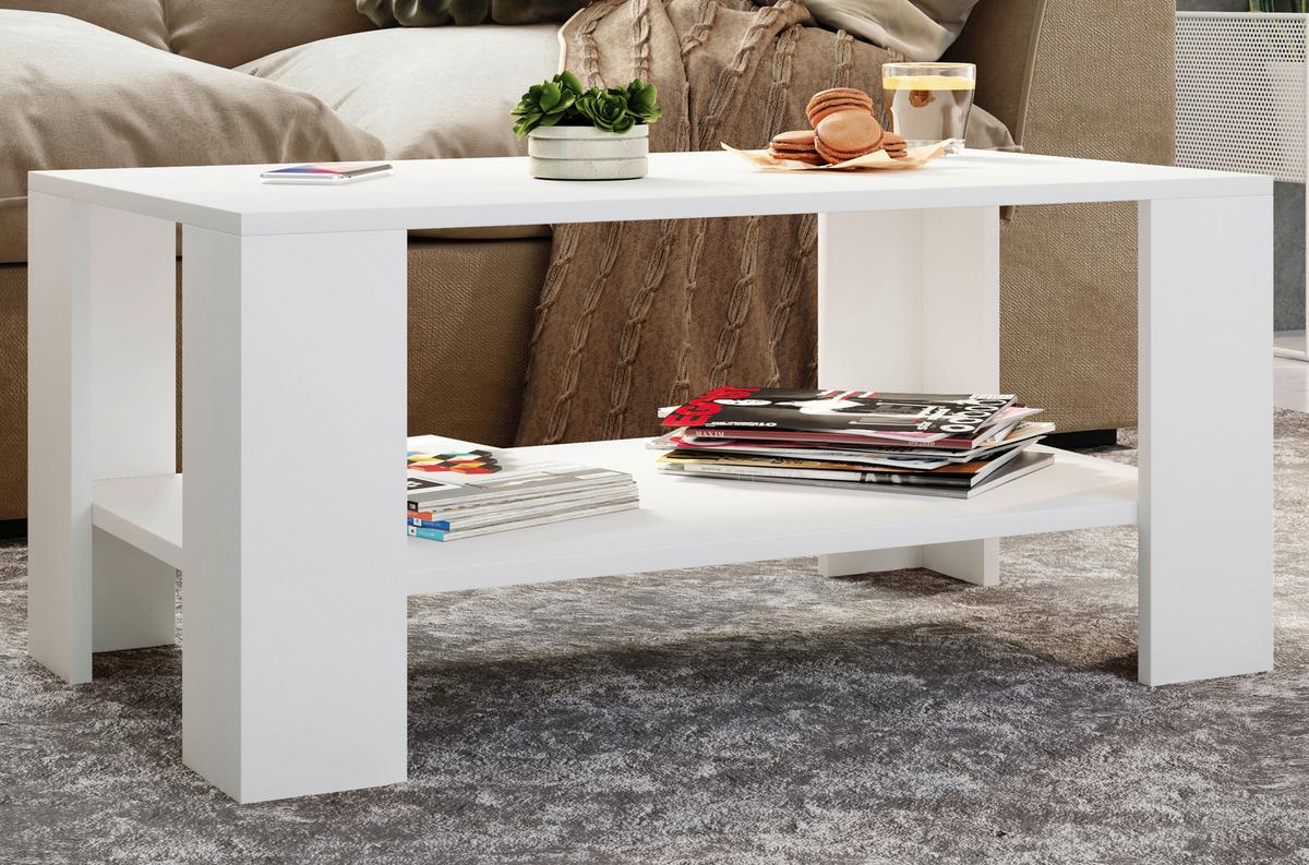 Konferenční stolek Dalus, bílý - bílá, Moderní, kompozitní dřevo (90/53/41cm) - MID.YOU