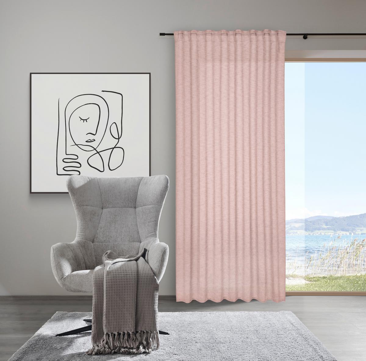 HOTOVÝ ZÁVĚS Sigrid, 140/245 cm - růžová, Romantický / Rustikální, textil (140/245cm) - Premium Living