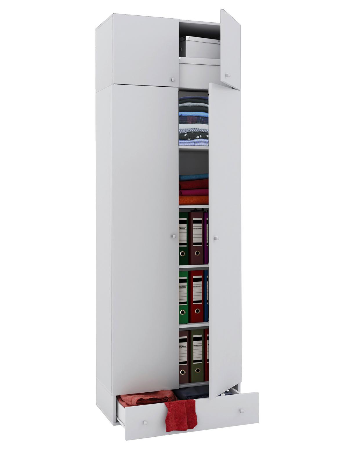 Mehrzweckschrank Vandol I Weiß BxH: 70x138 cm - Silberfarben/Weiß, MODERN, Holzwerkstoff (70/238/39cm) - MID.YOU