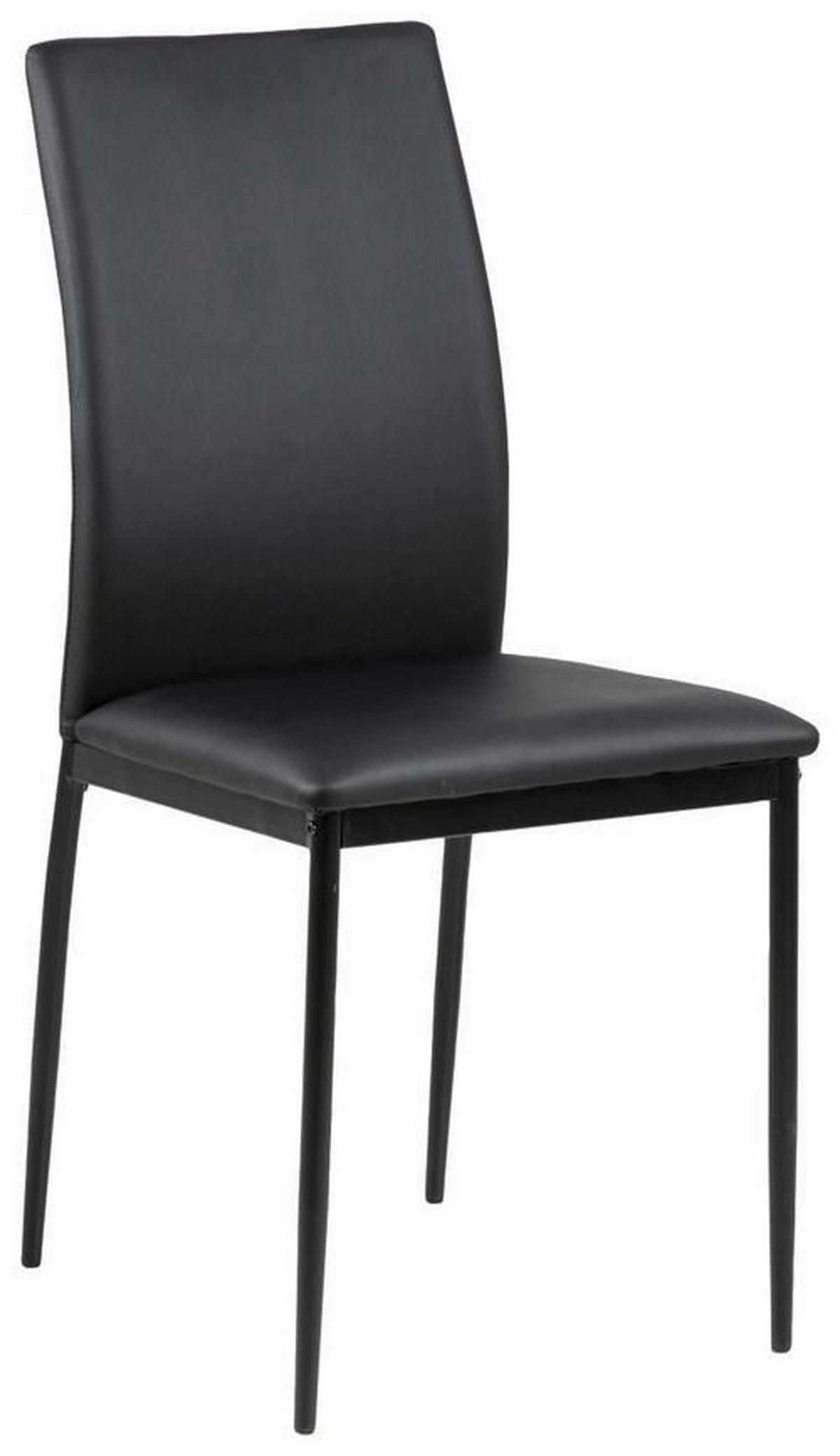 Esszimmerstuhl Demina Schwarz Lederlook - Schwarz, KONVENTIONELL, Textil/Metall (43,5/92,0/53,0cm) - Livetastic