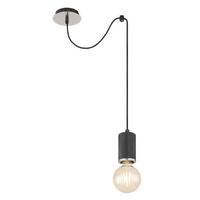 Hängeleuchte H: 160 cm 1-Flammig, Holz/ Metall - Schwarz, Basics, Holz/Metall (12/160cm) - Globo