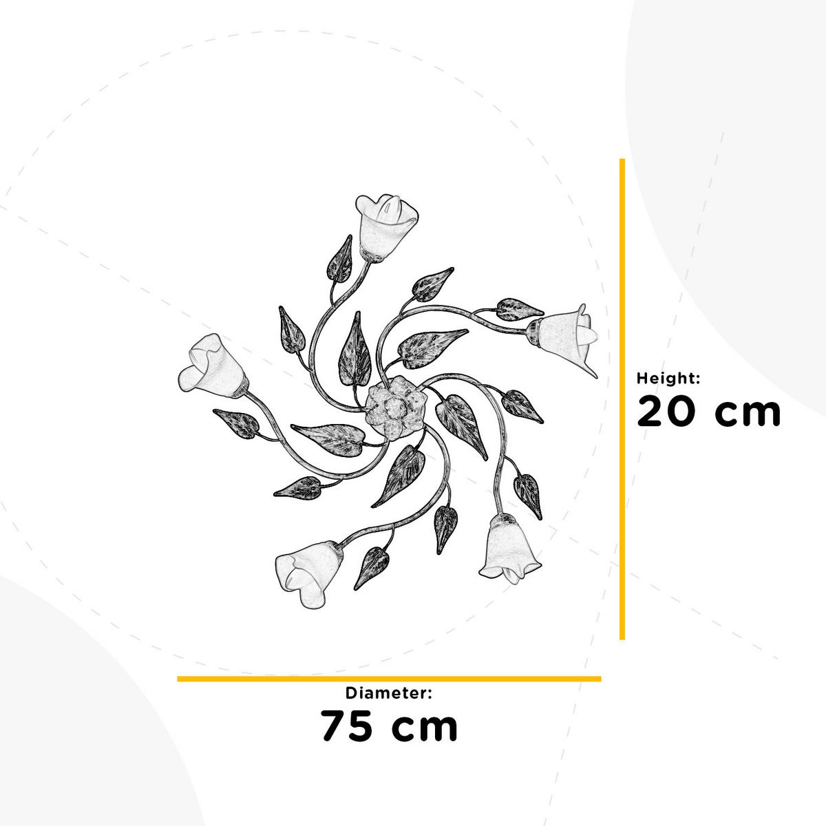 Deckenleuchte 4647/Pl5 - Beige/Weiß, Natur, Glas/Metall (70/70/20cm)