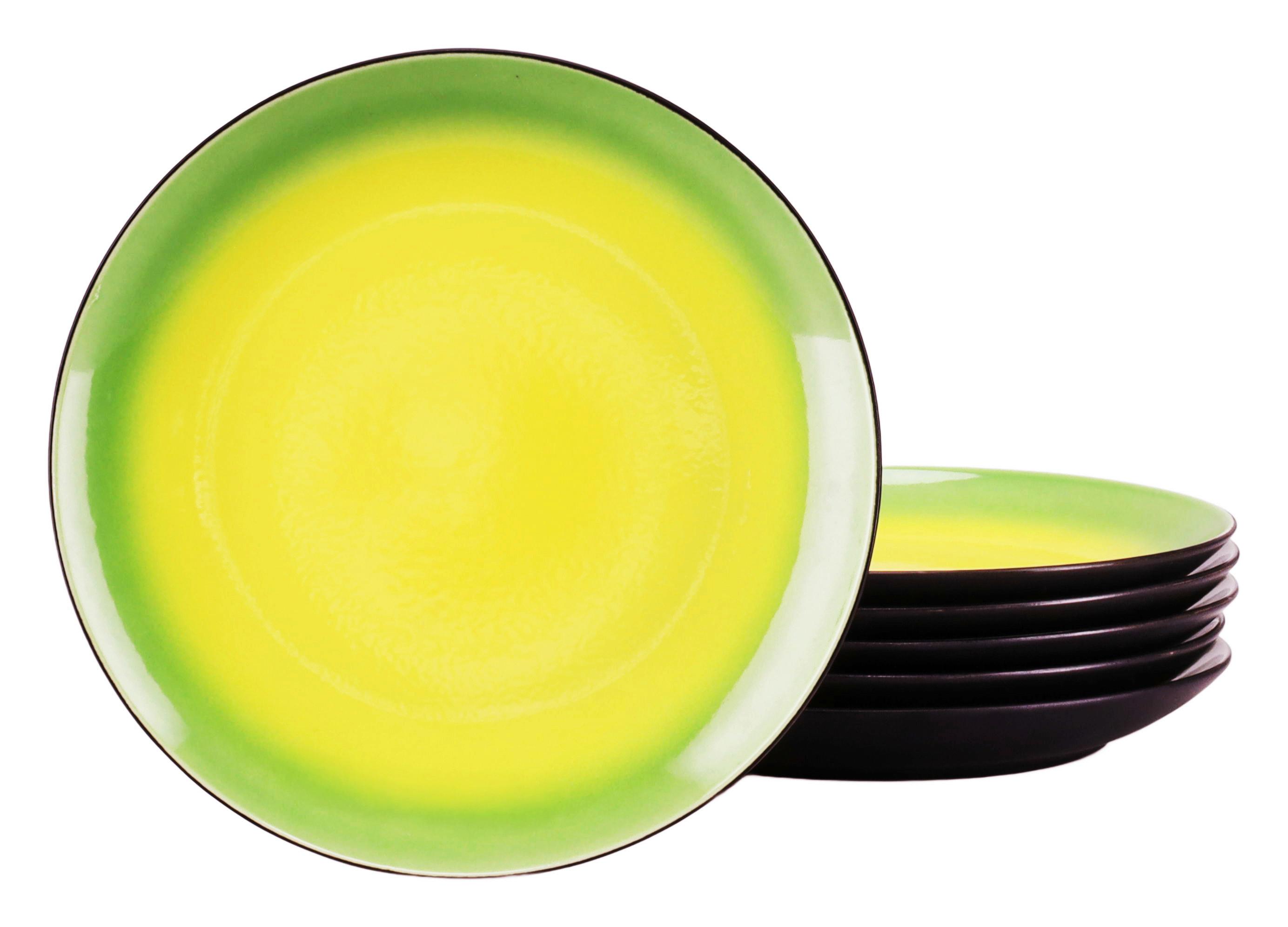 SADA PLYTKÝCH TANIEROV 24920 HOT GREEN SPEISETELLER - čierna/zelená, Trend, keramika (27/3,5cm) - Creatable