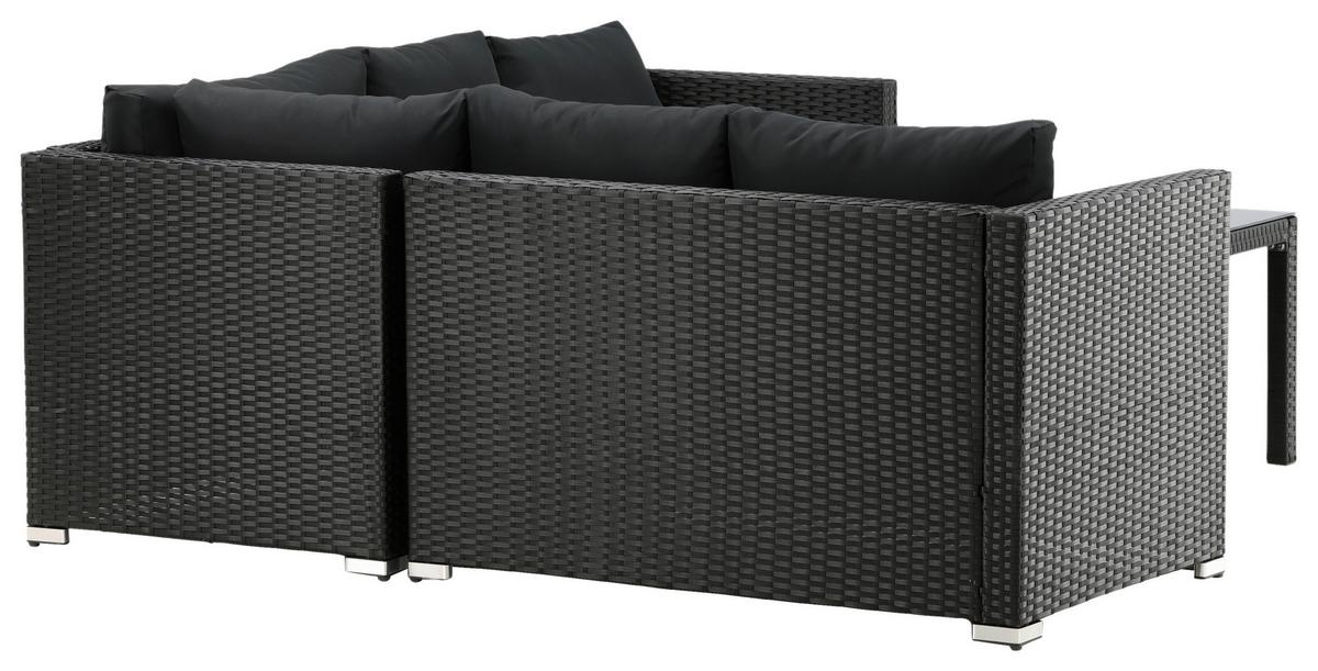 Loungegarnitur Kuba - Schwarz, KONVENTIONELL, Glas/Kunststoff - Gardenson