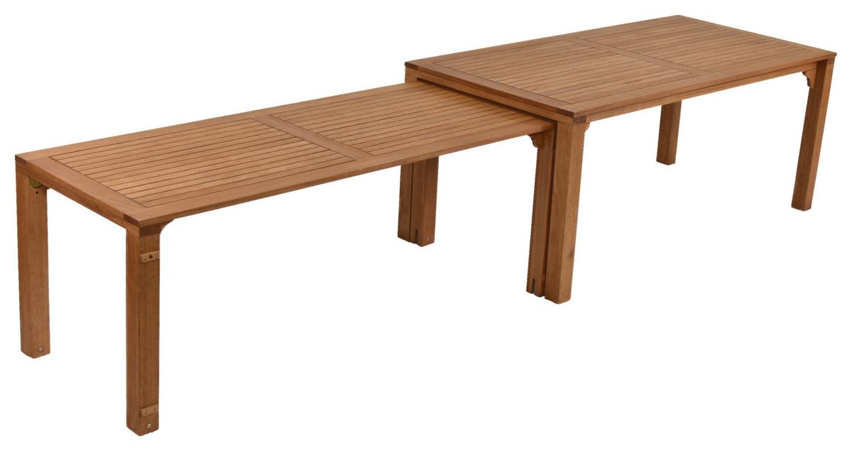 Gartentisch Flex Holz L: 185-370 cm - Braun, KONVENTIONELL, Holz (185/90/76cm) - Gardenson
