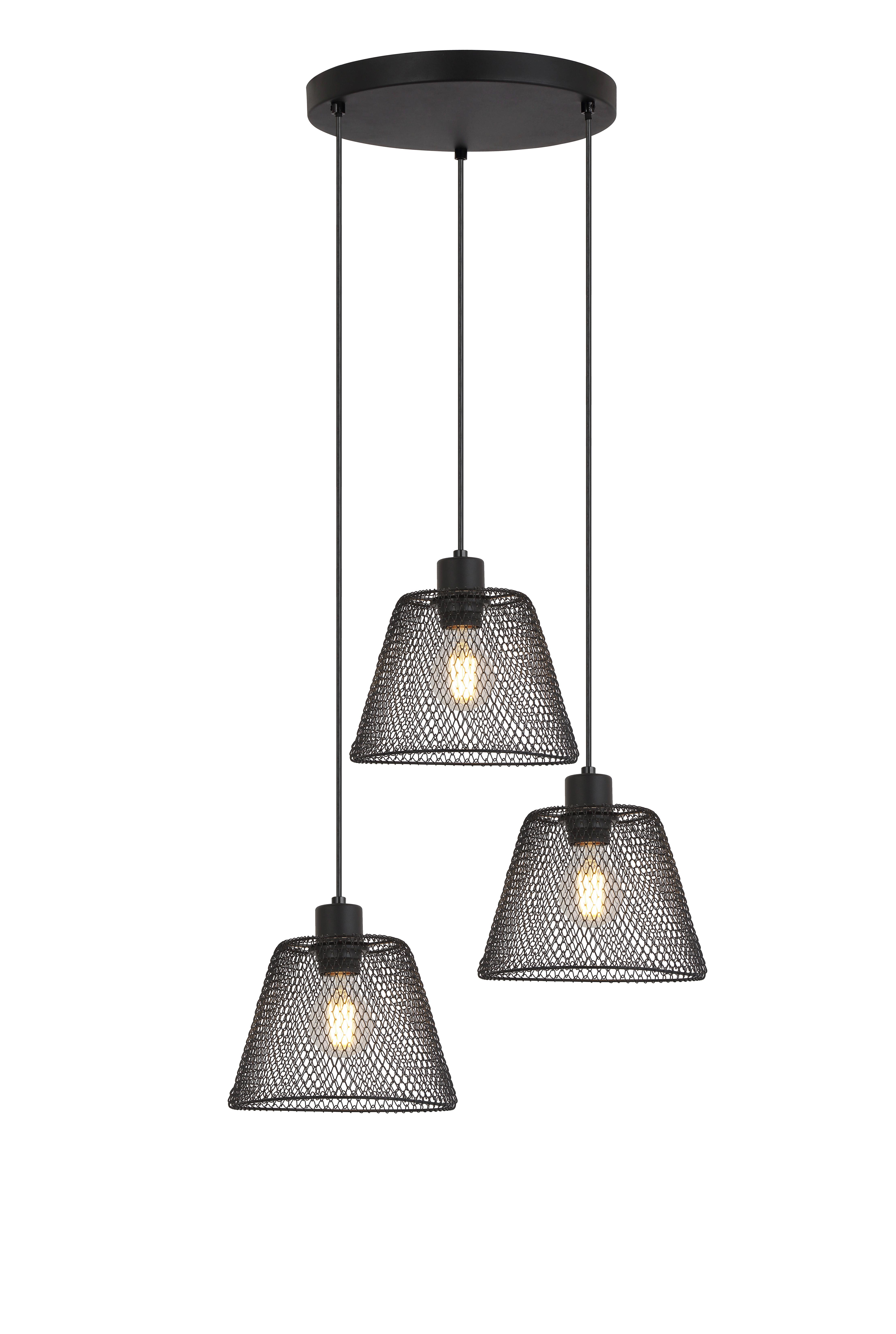 Závěsné svítidlo YLVIE, bez 3xE27 max. 40W - černá, Moderní, kov/plast (42/120cm) - Modern Living