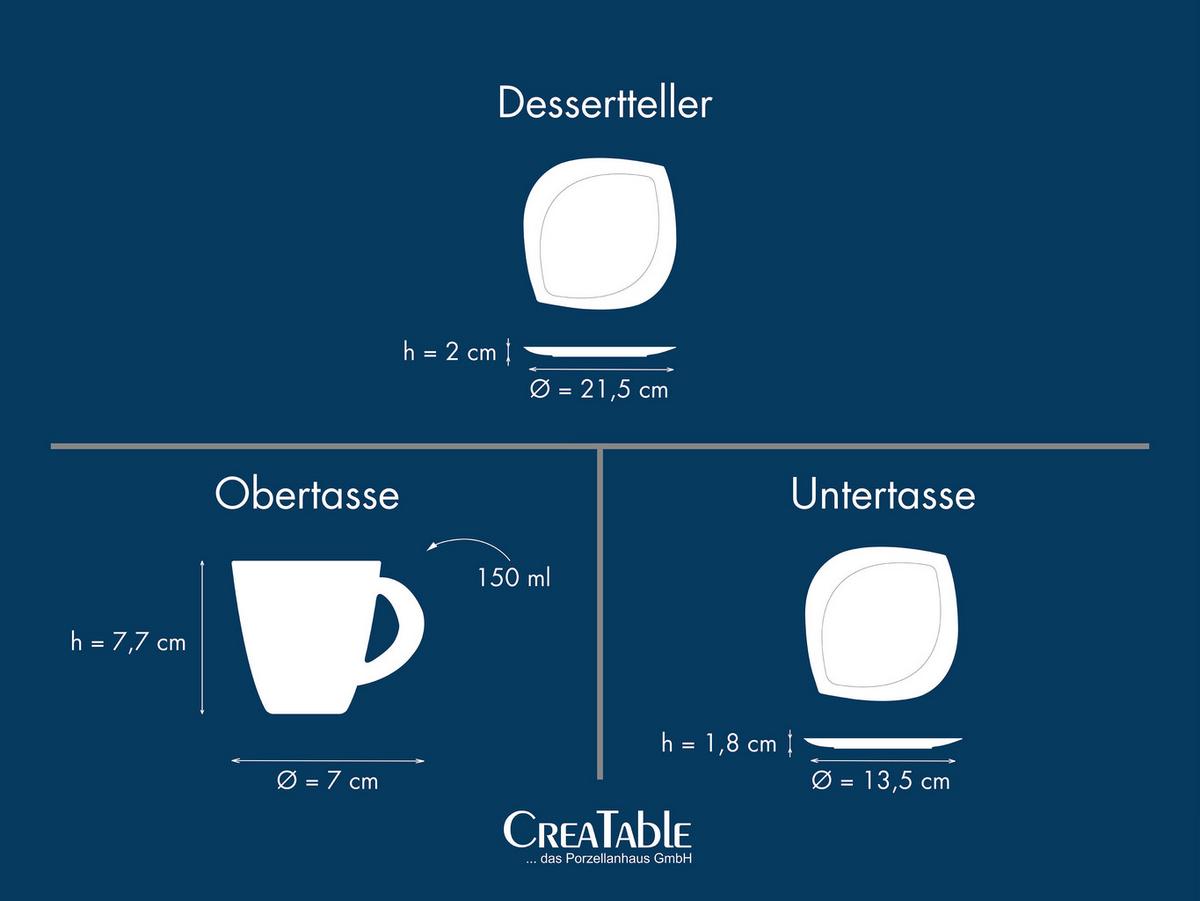 Kaffeeservice Porzellan 6 Personen Geschirr Set - Creme, Basics, Keramik - Creatable