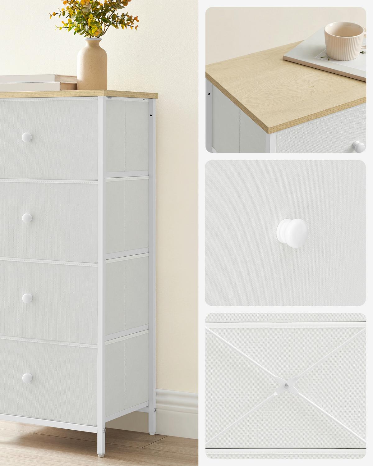 Kommode Weiß, Eiche Dekor B: 45cm - Eichefarben/Weiß, Basics, Holzwerkstoff/Textil (45/91,7/30cm)