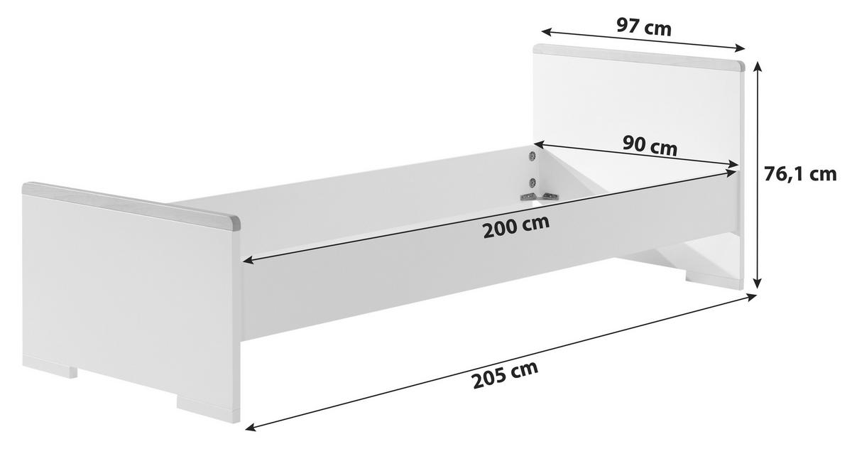 Bett 90x200 London Anthrazit - Anthrazit, MODERN, Holzwerkstoff (90/200cm) - MID.YOU