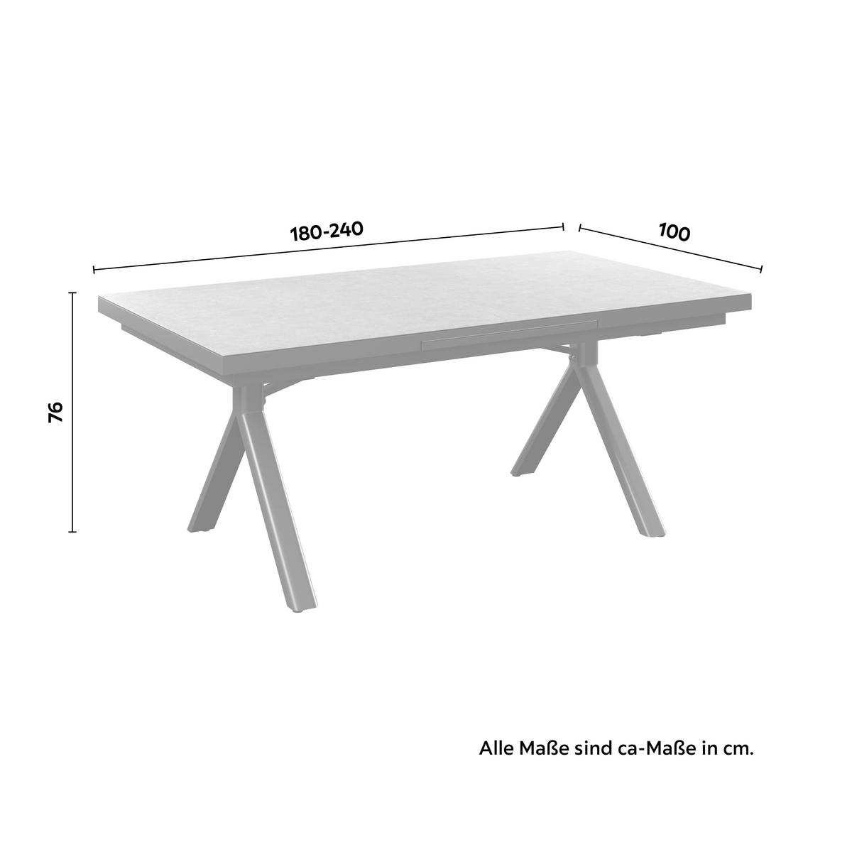 ZÁHRADNÝ STÔL DUBLIN - tmavosivá, Basics, kov/sklo (180-240/100/76cm)