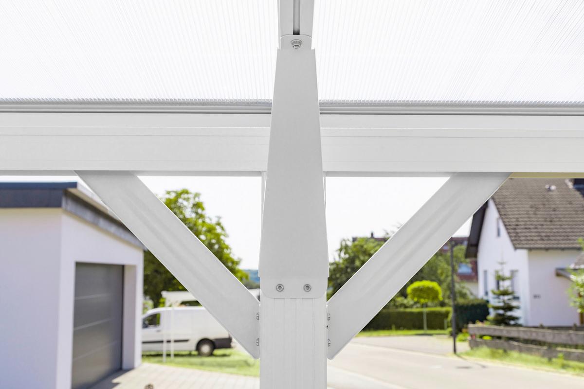 Přístřešek na auto CARPORT 15m2 - bílá, Basics, kov/plast (305/232/503cm)