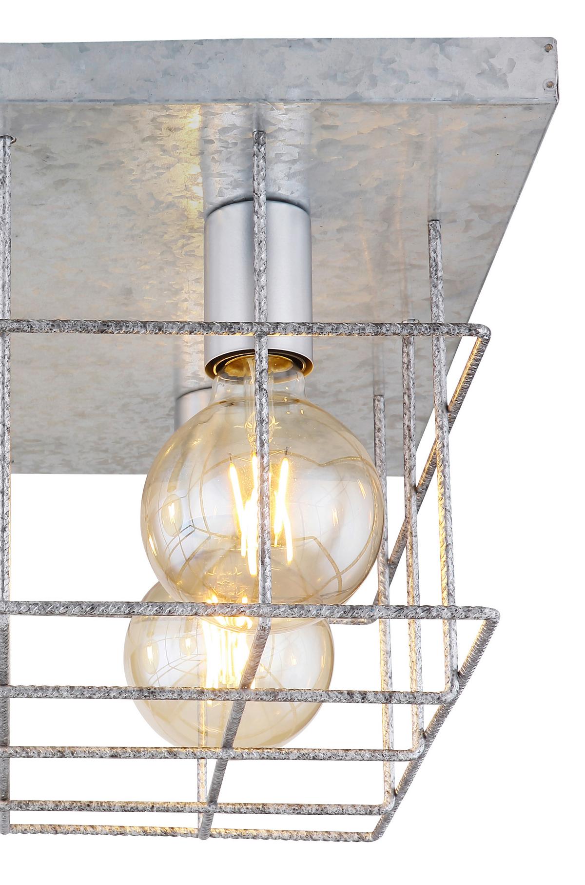 Deckenleuchte Merril L: 40 cm 4-Flammig aus Stahl - Zinkfarben, Design, Metall (40/40/26cm) - Globo