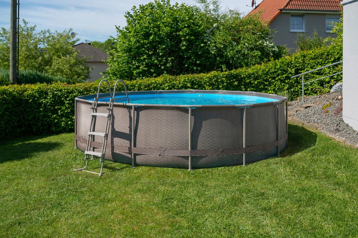 Pool, Kunststoff Braun, Rund D: 457 cm, inkl. Leiter+pumpe - Braun, KONVENTIONELL, Kunststoff (457/106cm)