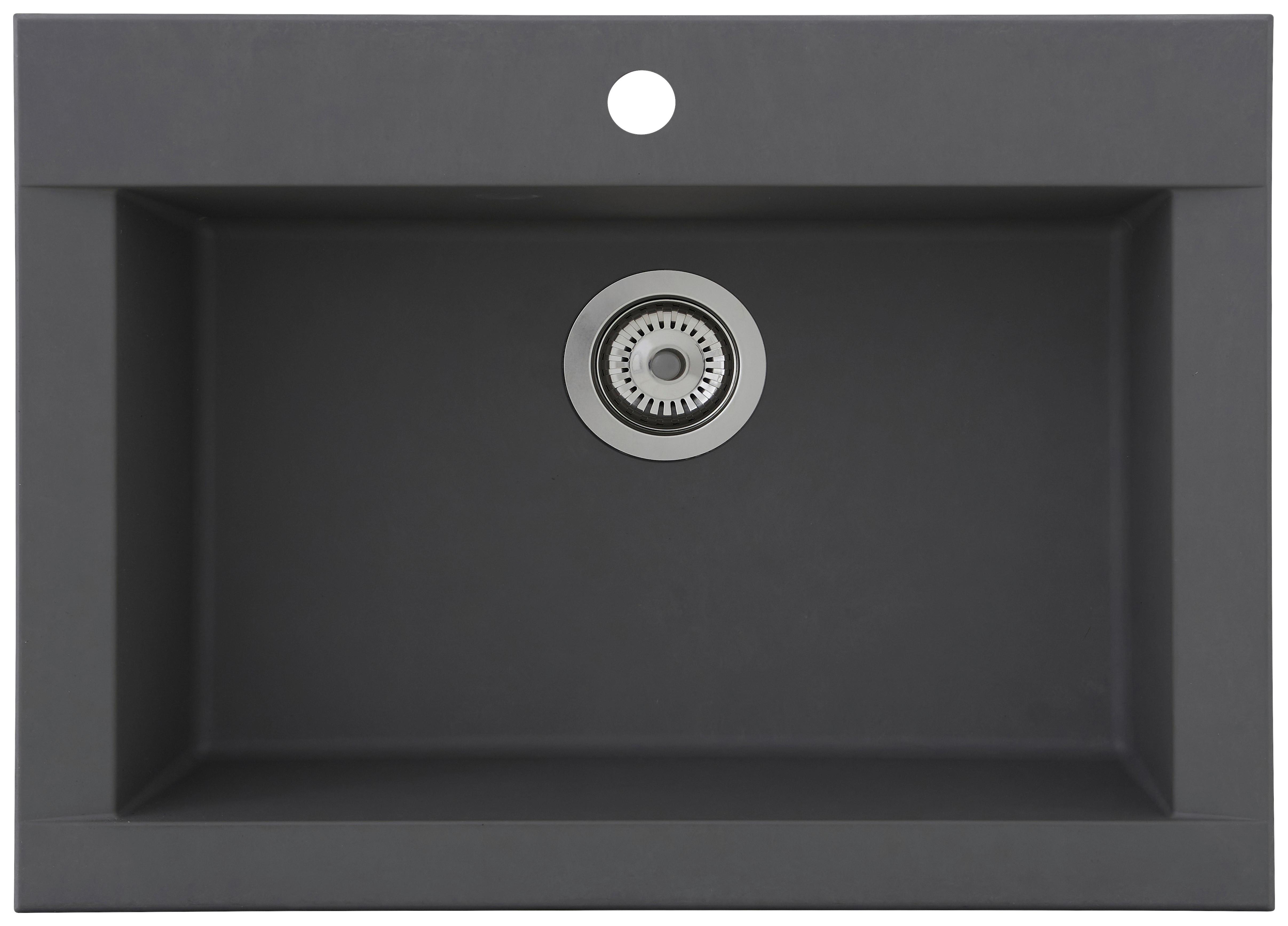 Spüle Respekta Einbauspüle Ohio - Grau, Trend, Glas/Kunststoff (66/21/50cm) - Respekta