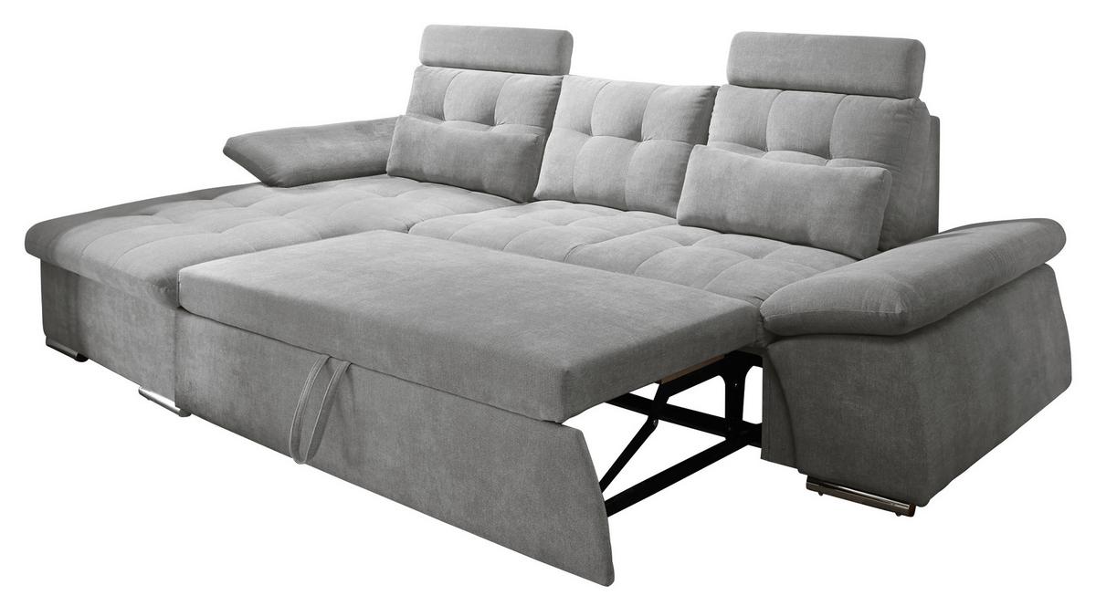 Sedací souprava s rozkladem Nalo šedá - šedá/barvy stříbra, Konvenční, kompozitní dřevo/textil (170/268cm) - MID.YOU