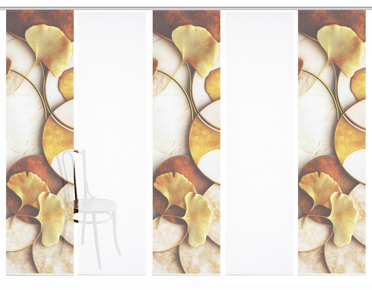 Flächenvorhang Storm 5er Set - Cognac/Goldfarben, Natur, Textil (60/245cm)