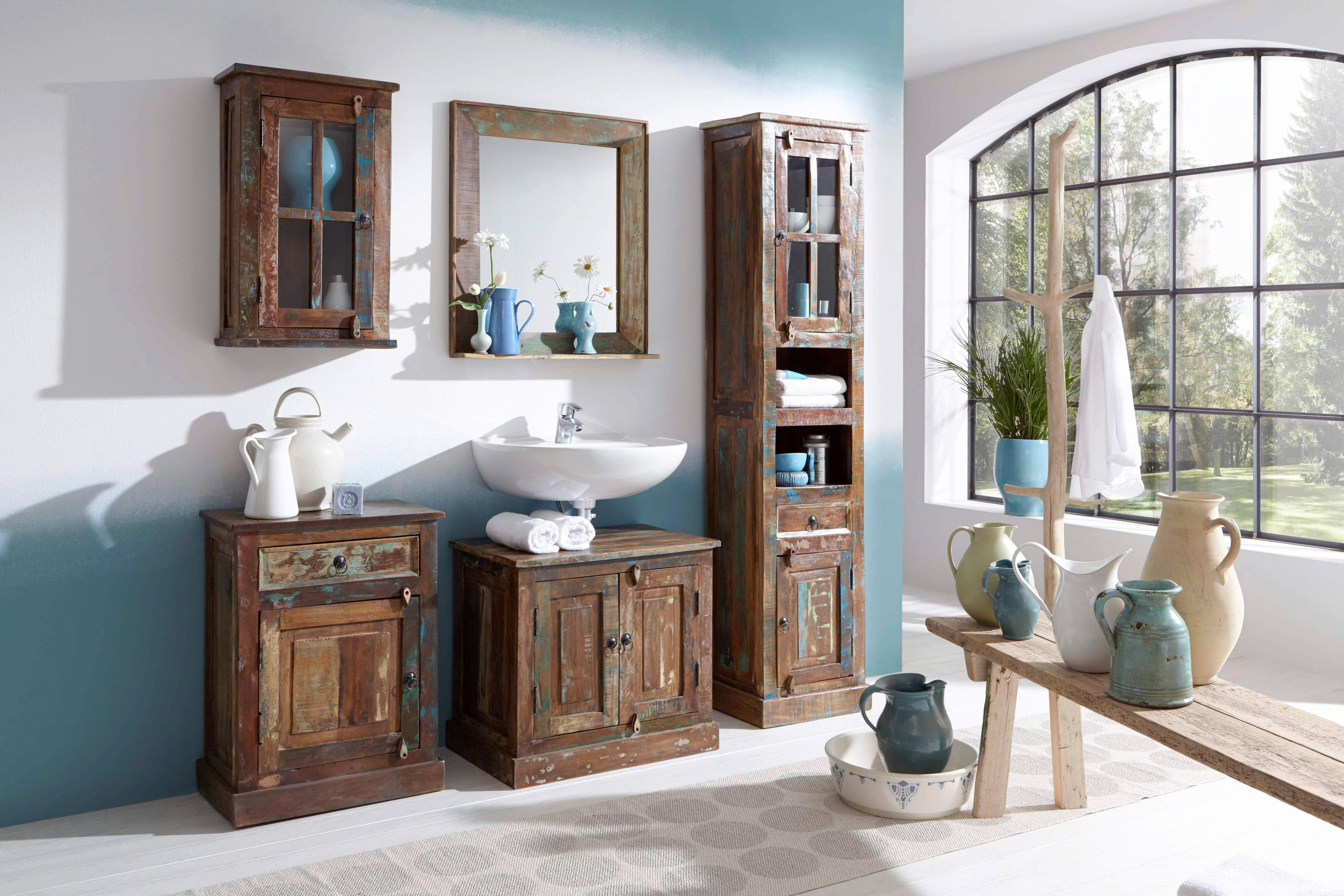 BADEZIMMER Echtholz massiv 5-teilig - Multicolor, Basics, Holz - Livetastic