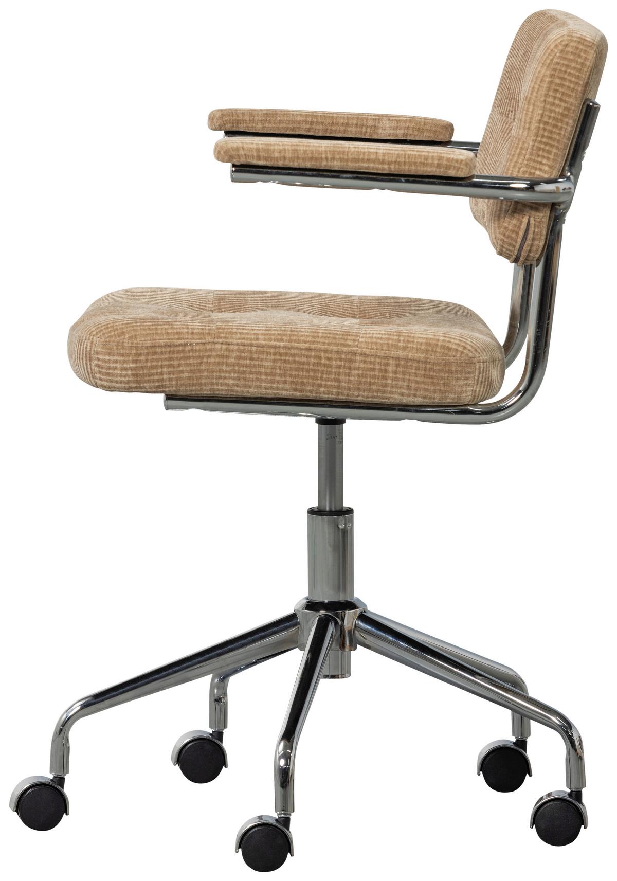 Drehstuhl Kova Sandfarben B: 54cm - Sandfarben/Chromfarben, MODERN, Kunststoff/Textil (54/87/60cm) - Livetastic