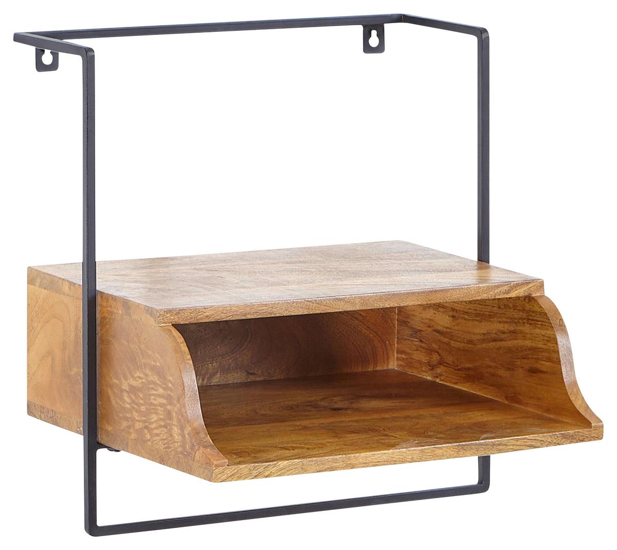 Nočný stolík masív mango/kov - černá/hnědá, Moderní, dřevo (44/45/35cm) - MID.YOU