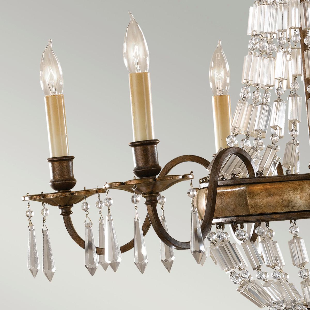 Kronleuchter Fe-bellini H: 81,5 Cm 6-Flammig - Bronzefarben, KONVENTIONELL, Glas/Metall (68.6/81.5cm) - Elstead Lighting
