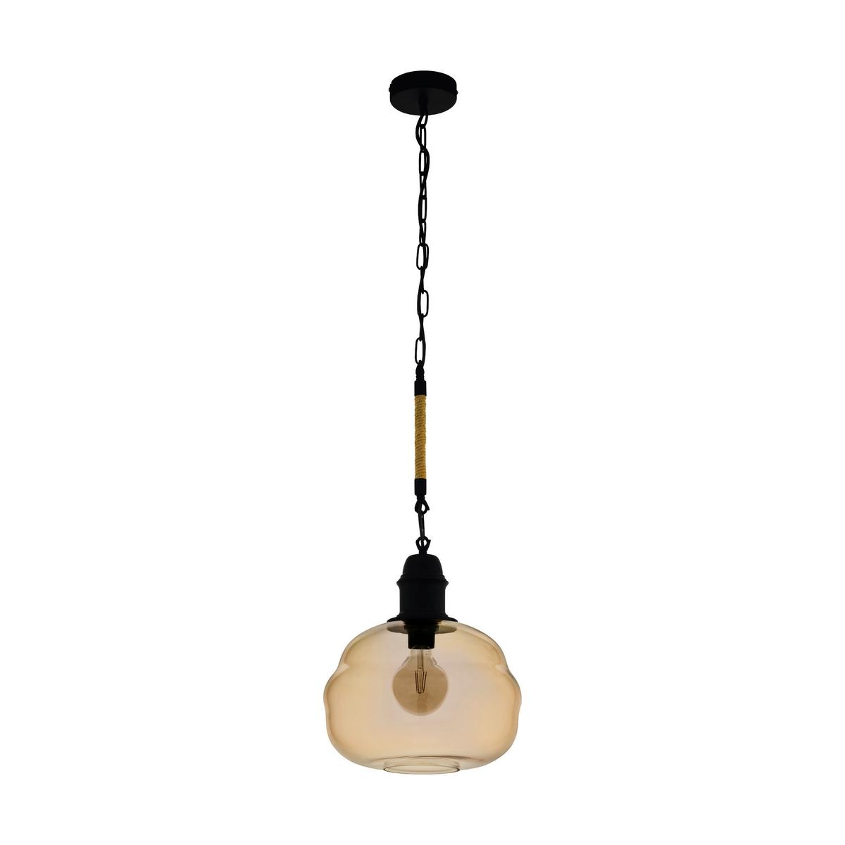Hängeleuchte Marysville H: 110 cm 1-Flammig, Rauchglas - Schwarz, Design, Glas/Metall (32,5/110cm) - Eglo