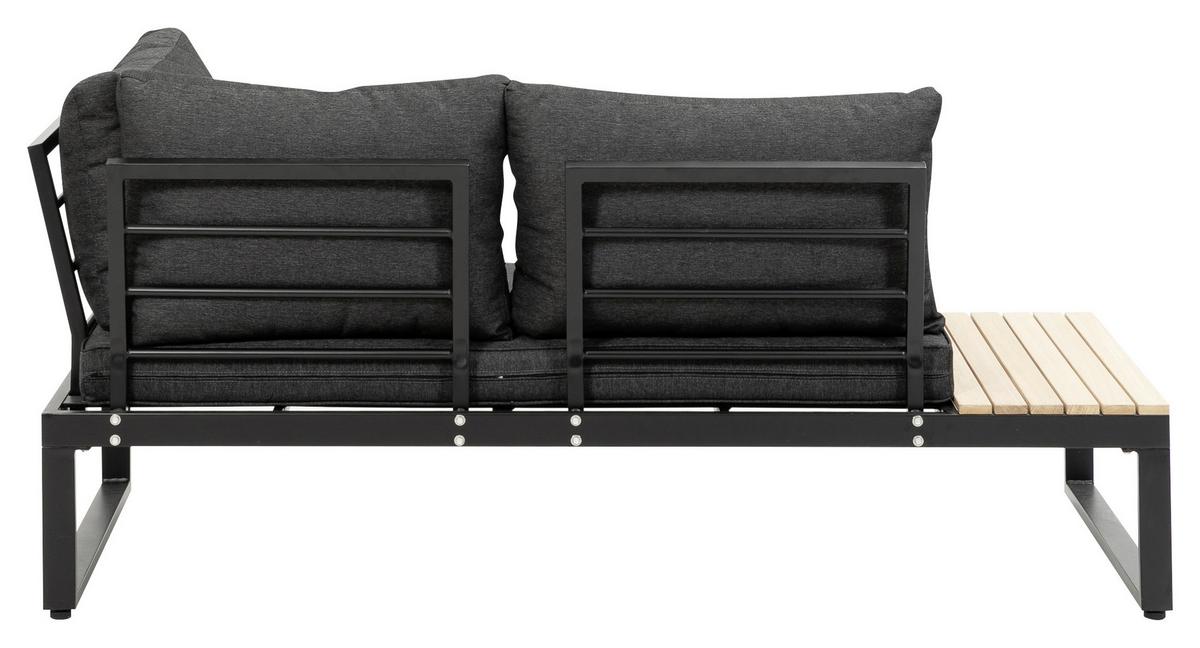 Loungegarnitur 3-Tlg Rio Echtholz/Metall mit Kissen - Anthrazit/Braun, MODERN, Holz/Textil (178/68/228,5cm) - Gardenson