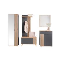Garderobe Clever Anthrazit /Eichefarben B: 215,5cm - Eichefarben/Anthrazit, MODERN, Glas/Holzwerkstoff (215,5/193/38cm)