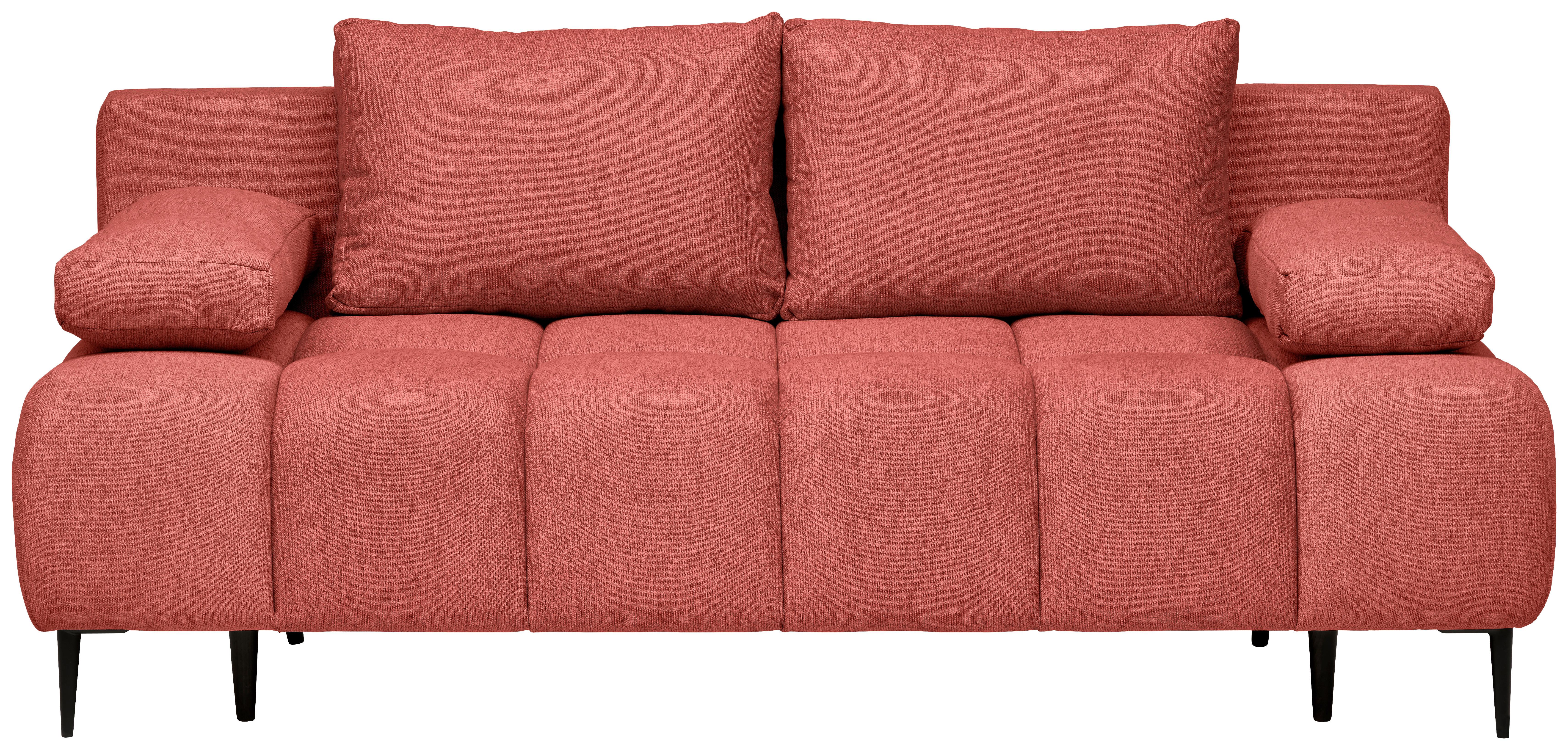 Schlafsofa Bobbio Koralle B: 204cm - Koralle/Schwarz, MODERN, Textil (204/90/95cm) - MID.YOU