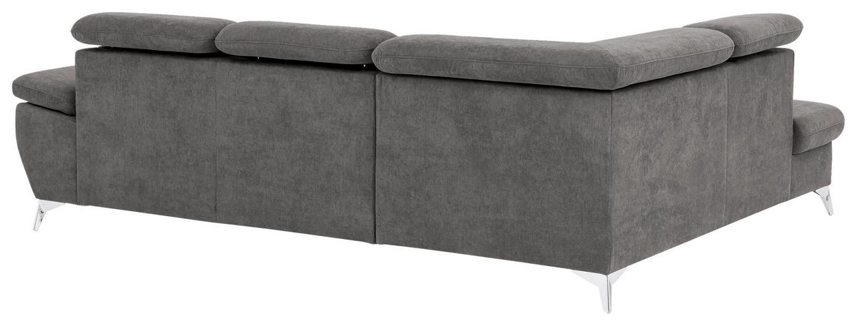 Ecksofa mit Schlaffunktion Gisele und Bettkasten Grau - Chromfarben/Grau, KONVENTIONELL, Textil (209/256cm) - Livetastic