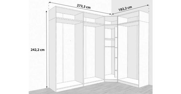 Eckschrank Mit Spiegel 273x182 cm Unit Weiß - Weiß, MODERN, Holzwerkstoff (273,3/242,2/182,2cm) - Ondega