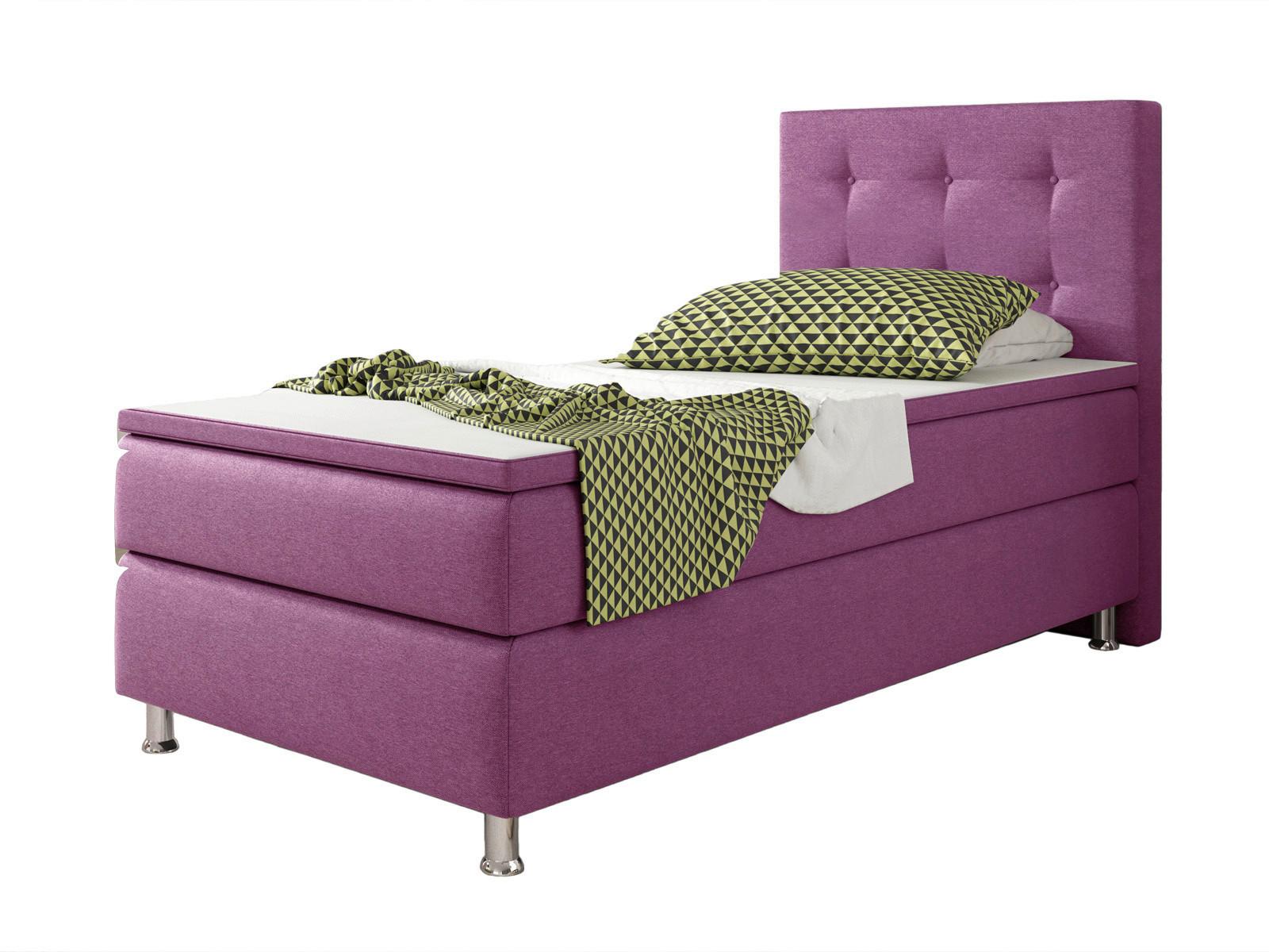 Boxspringbett  mit Topper / Matratze 90x200 cm Köln - Pink/Silberfarben, KONVENTIONELL, Textil (90/115/210cm) - MID.YOU