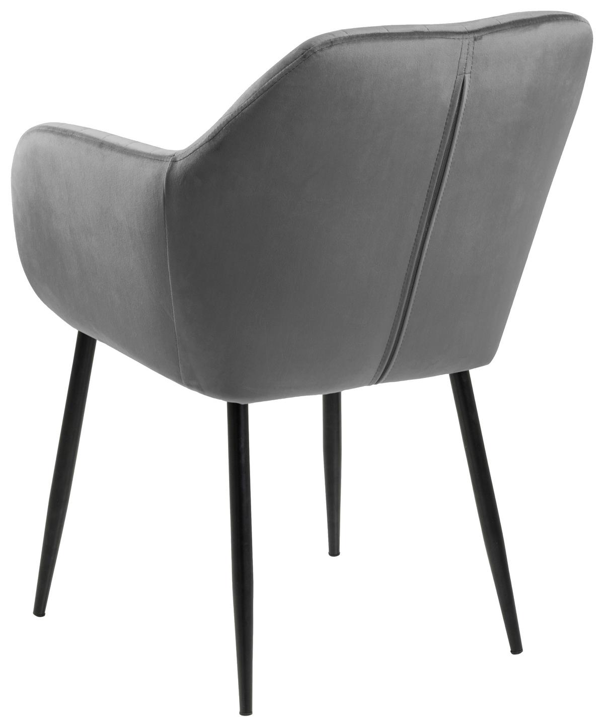 Stolička s podrúčkami EMILIA tmavá sivá - černá/tmavě šedá, Trend, kov/textil (57/83/59cm) - Ambia Home