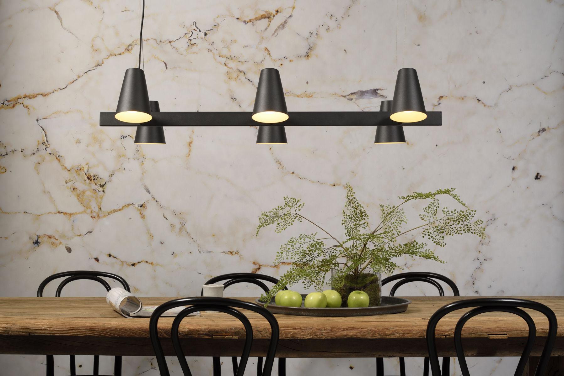 Hängeleuchte Biarritz H: 67 cm 6-Flammig Schwenkbar/Kürzbar - Schwarz, Design, Metall (120/26/67cm) - It's about Romi