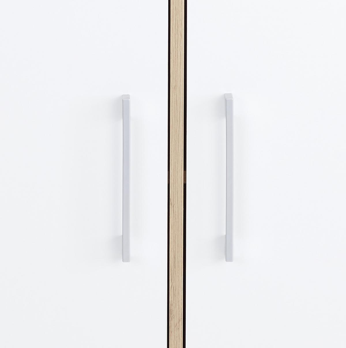 Regal Mit Schrank Box B 75cm, Eiche Dekor/weiß - Eichefarben/Alufarben, MODERN, Holzwerkstoff (75/205/40cm) - Ondega