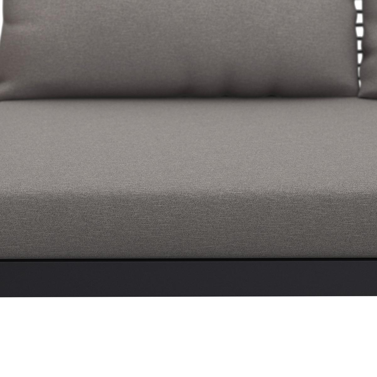 Loungegarnitur 3-Tlg. Basel aus Holz/Metall mit Kissen - Naturfarben/Grau, MODERN, Glas/Holz (186/150cm) - Beldano