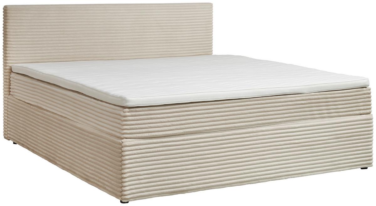 Boxbett Mit Topper 180x200 Cordoba - Creme/Schwarz, Basics, Holz/Textil (180/200cm) - Livetastic
