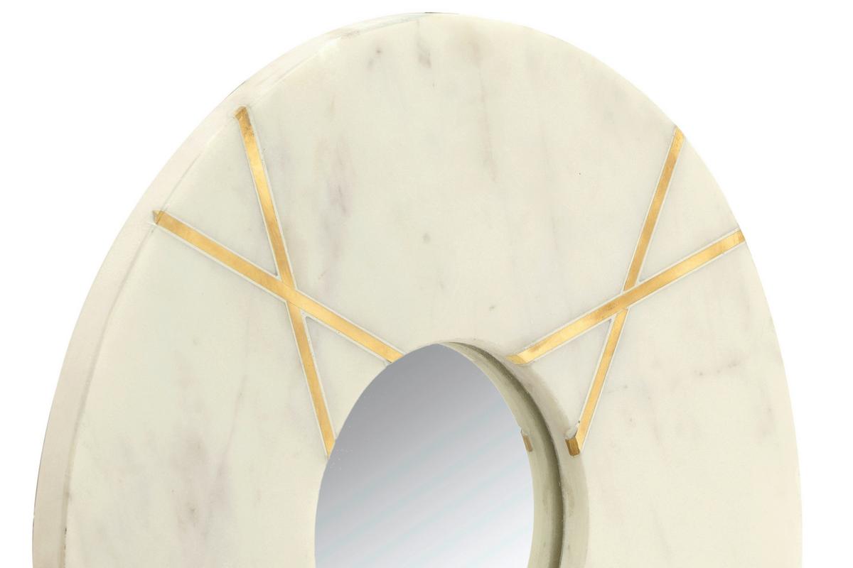 Wandspiegel Dexter 125 Weiss - Goldfarben/Creme, Basics, Glas/Holzwerkstoff (30/30/2cm) - Kayoom