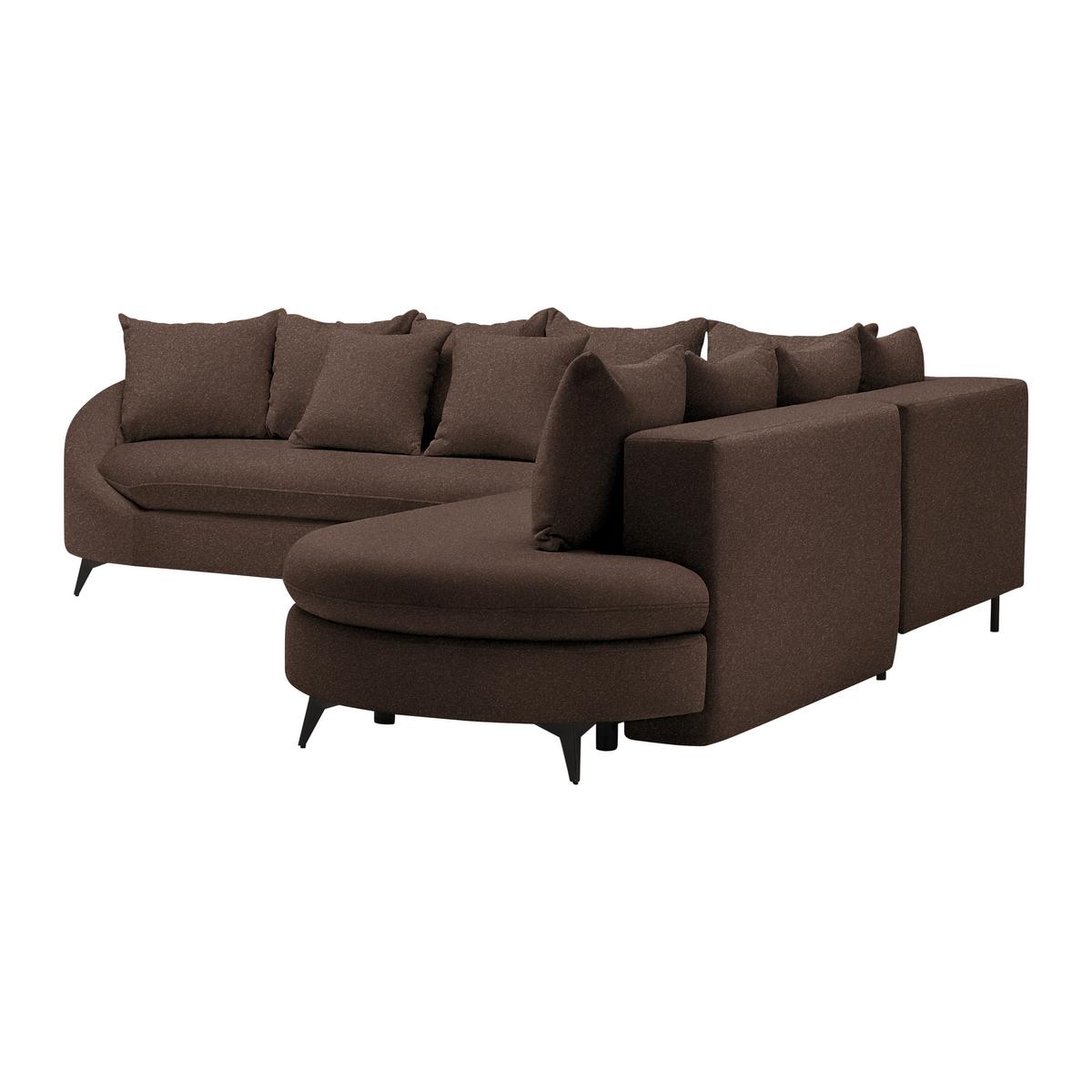 Rohová sedačka AXEL, pravá, hnědá tkanina - černá/hnědá, Moderní, kov/textil (291/250cm) - Mömax